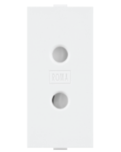 6A 2 Pin Socket Round - ROMA Classic White