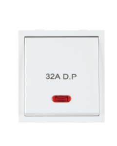 32A D.P. 1 Way Switch With Neon, ISI - ROMA Classic White