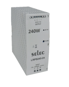 240W, 24V/10A DIN rail mounted Power Supply in Plastic Housing - Selec
