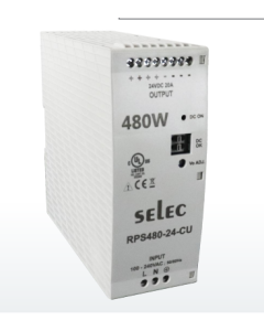 480W, 24V/20A DIN rail mounted Power Supply in Plastic Housing - CE Certified - Selec