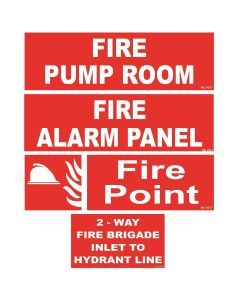 FIRE PUMP ROOM (01 No.) , FIRE ALARM PANEL(01 No.) , 2 WAY INLET (01 No.) & FIRE POINT (07 No.) sign board