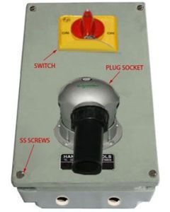 FRP Plug Socket Box With 30A 3 Pole With On/Off Switch HZ33 