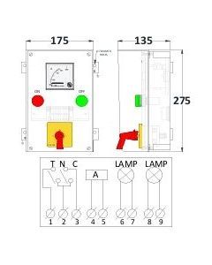 Aluminium Push Button Station 275X175X135MM LM-6  With TNC Switch With 72X72 Ammeter And With Intergral Canopy HG15