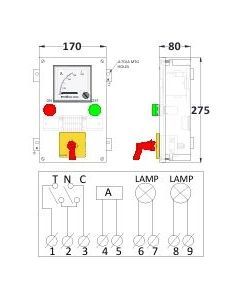  Aluminium Push Button Station 275X170X80MM LM-6 With TNC Switch Wth 96X96 Ammeter But Without Canopy HG16