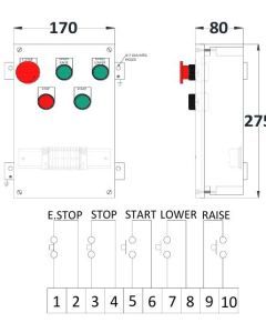 Aluminium Push Button Station (Start Stop Raise Lower) 165X170X110MM LM-6 HR06