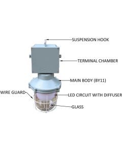 FRP 40W Led Well Glass Light Fitting 470X160X260MM With Seprate Termination Chamber HY11