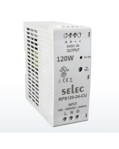 120W, 48V/2.5A DIN rail mounted Power Supply in Plastic Housing - Selec
