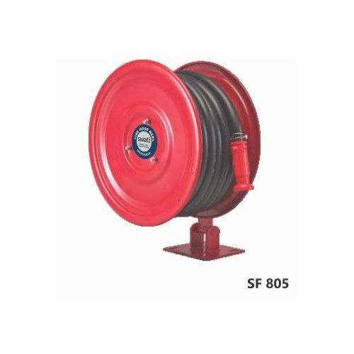 Mild Steel First Aid Hose Reel Drum with 30 mtr Pipe and Nozzle (Red)